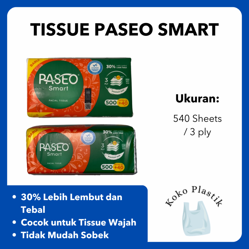Tisu Paseo 540 Helai/3 Ply | Tisu Paseo Smart | Tisu Wajah | Tisu Paseo