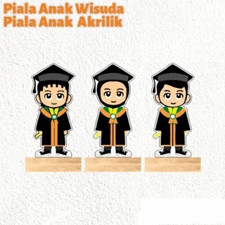 Piala Wisuda Akrilik Tatakan Kayu Custom Warna Plakat Wisuda Tatakan kayu