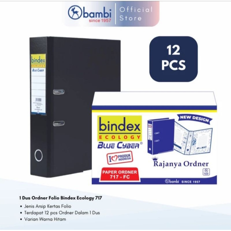 

Bindex Ecologi Ordner Folio (717) / Kwitansi (777) 75 mm Black Blue - Dus isi 12 Pcs.