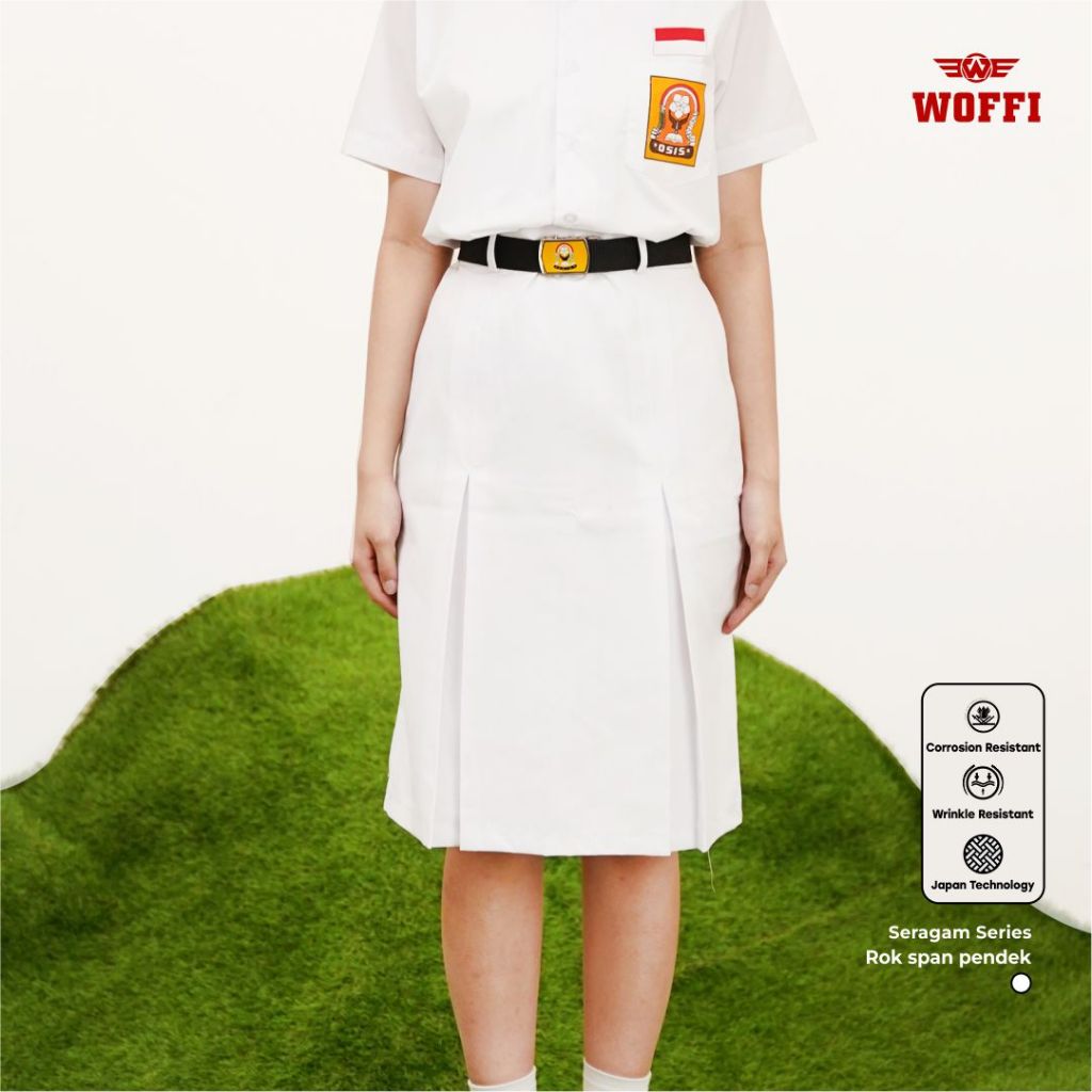 Seragam SMP Woffi Span Putih Rok SMP Rok Sekolah