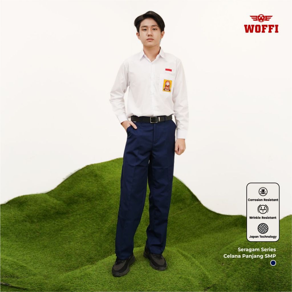 Limited Seragam Smp Woffi Celana Panjang Karet Biru Celana Smp Celana Sekolah