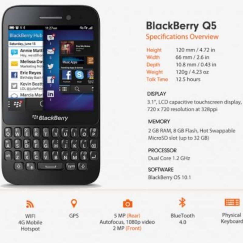 BlackBerry Q5 2/8gb normal second