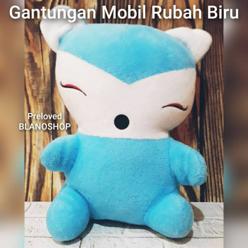 Preloved Boneka Gantungan Mobil Rubah Biru