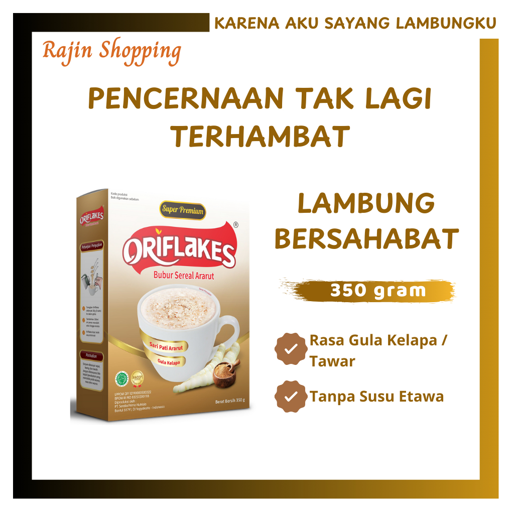 

Oriflakes Sereal Umbi Garut Asam Lambung Bubur Pati Ararut Original plain Gula Kelapa Serelia