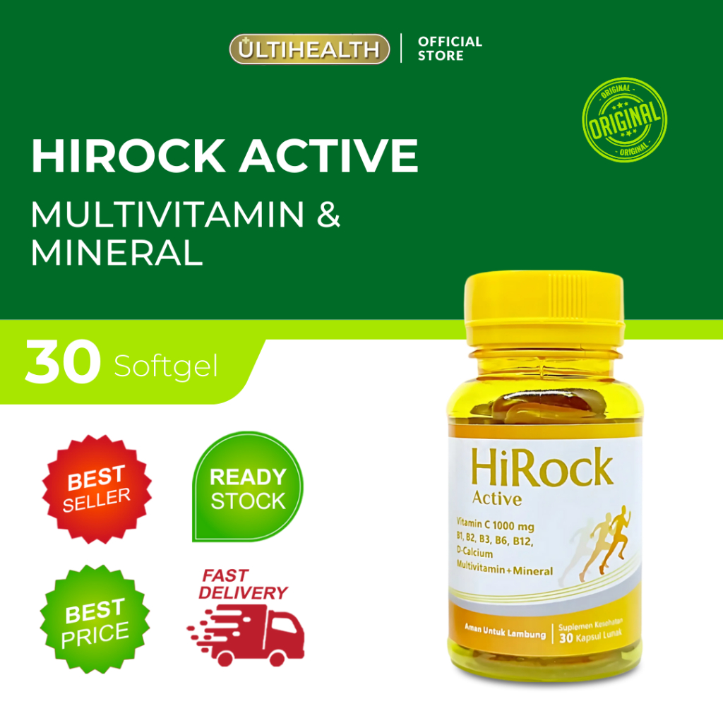 HIROCK ACTIVE MULTIVITAMIN + MINERAL ISI 30 KAPSUL LUNAK - AMAN UNTUK LAMBUNG