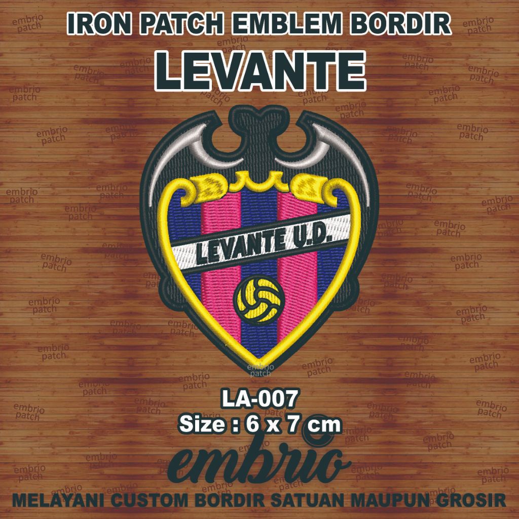 LA-007 Patch LEVANTE emblem bordir logo jersey levante - 6x7cm - Embrio Patch Embroidery Emblem bord