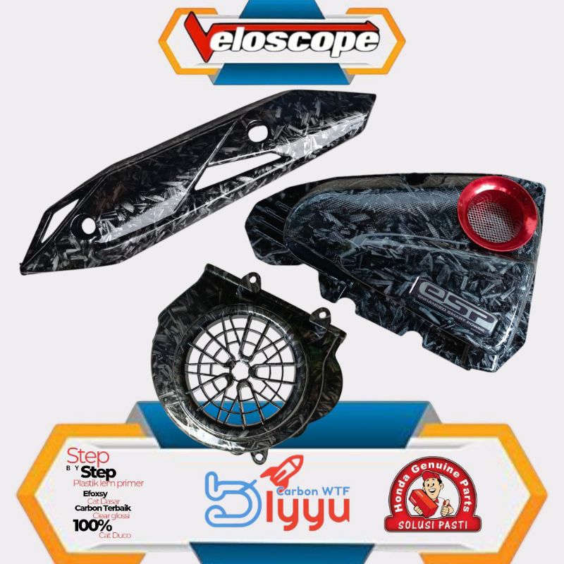 Extra Paket Hemat "3pcs" carbon FORGED veloscpe Honda beat esp//beat pop//beat street//beat esp fi//