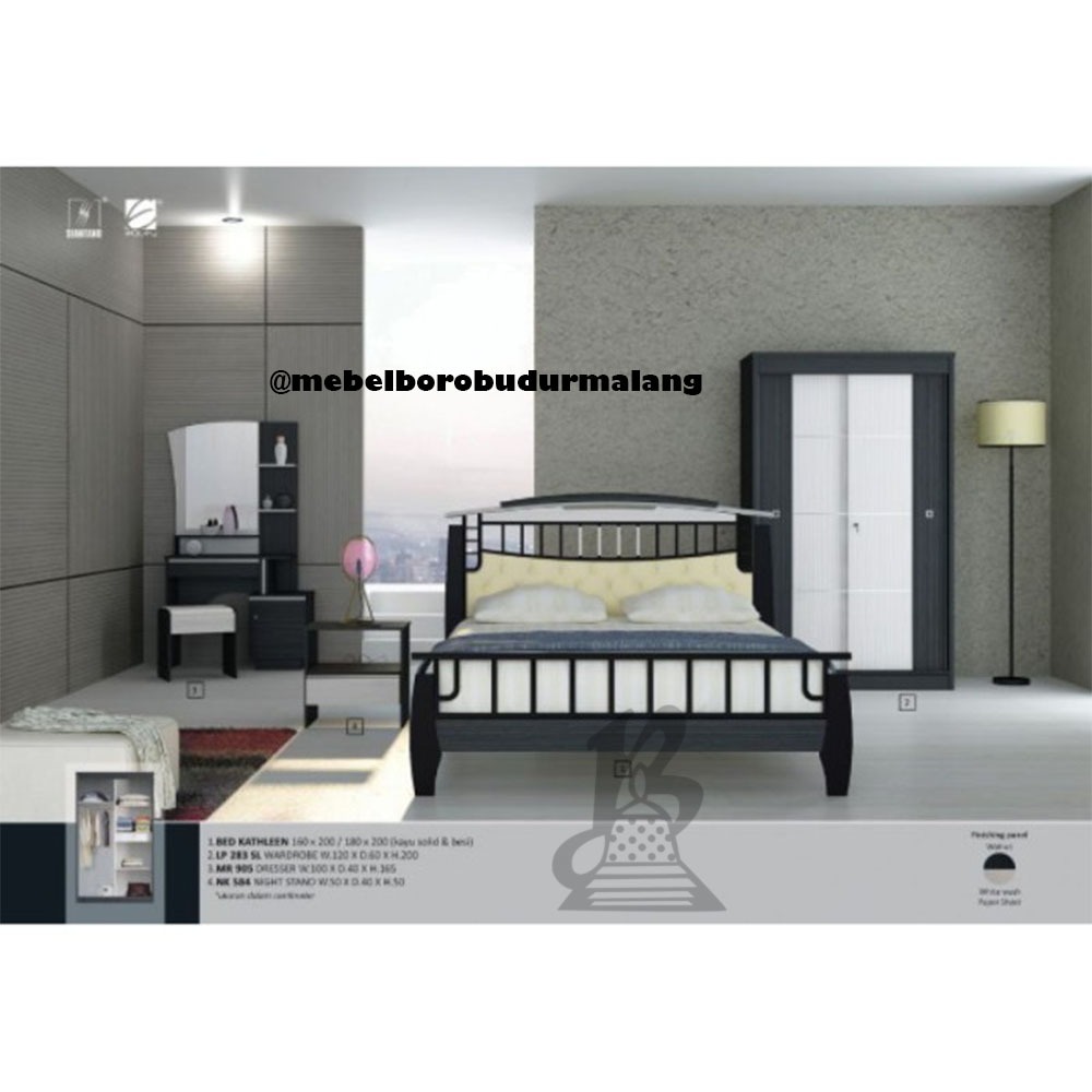 Ranjang Besi Kaki Kayu tipe Kathleen Siantano-minimalis-160x200/180x200