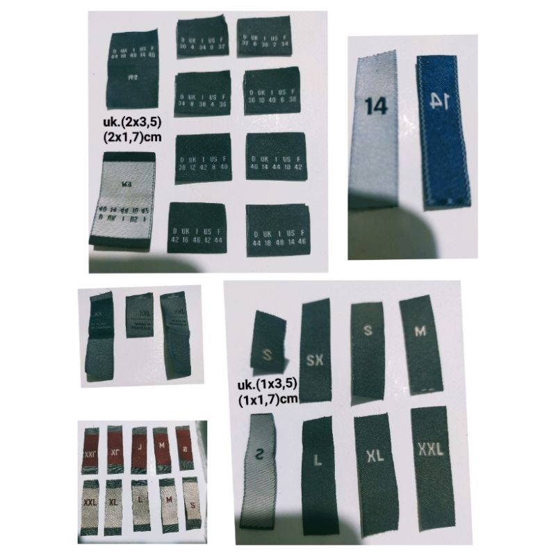 

tag label size label tag pakaian