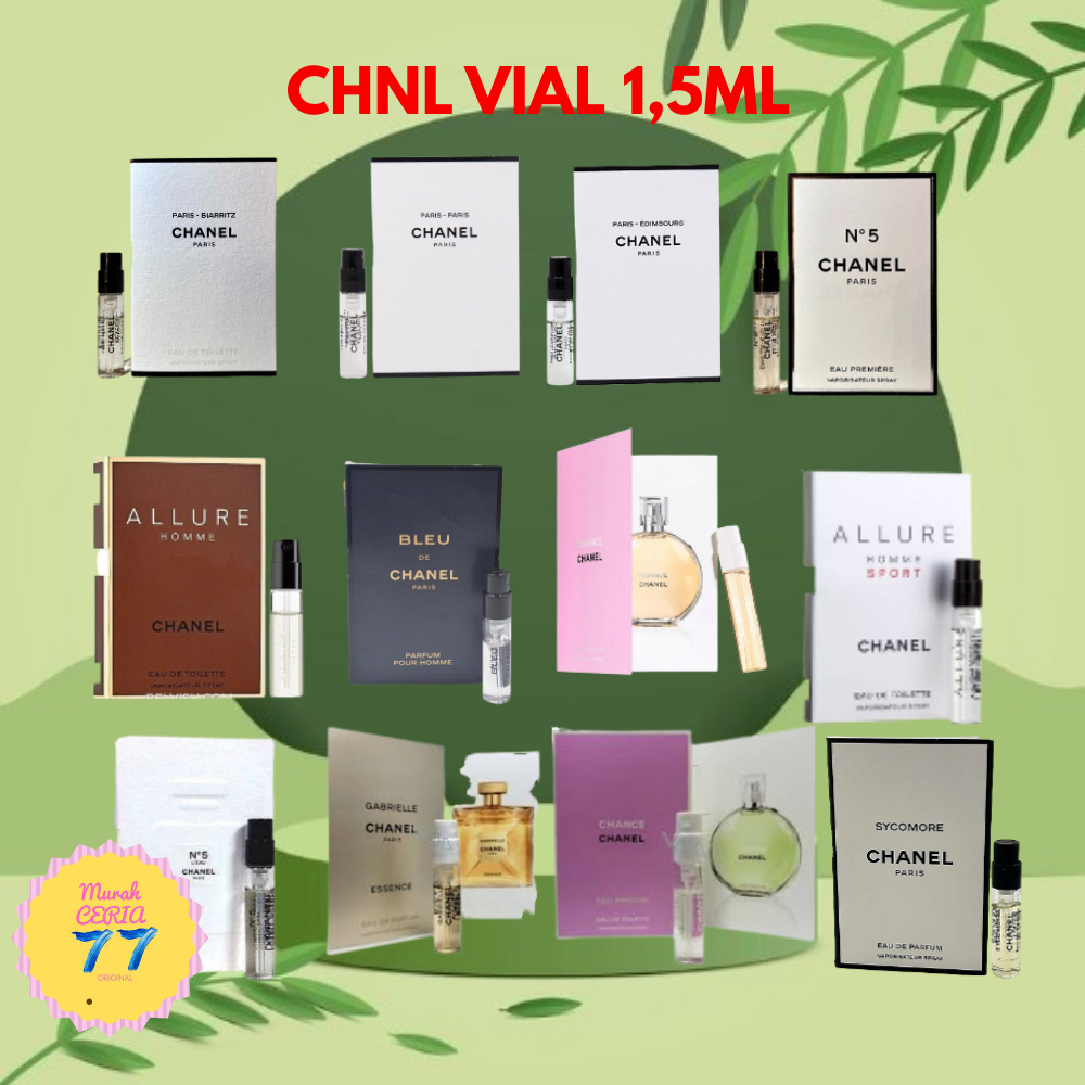 CHANEL PARFUM VIAL 1,5ml ORIGINAL, CHANCE, ALURE, N5, N1, PARIS,, BLEU, EDP, EDT  1,5ML