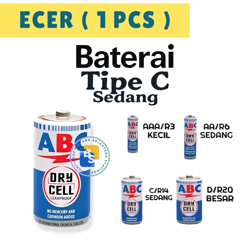 1 Pcs - Baterai ABC Tipe C Sedang