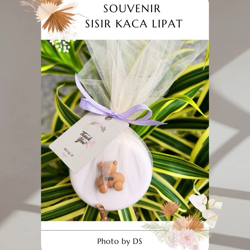 DS - Souvenir Sisir Kaca Lipat Bulat/Souvenir Pernikahan/Hajatan/Aqiqah/Birthday