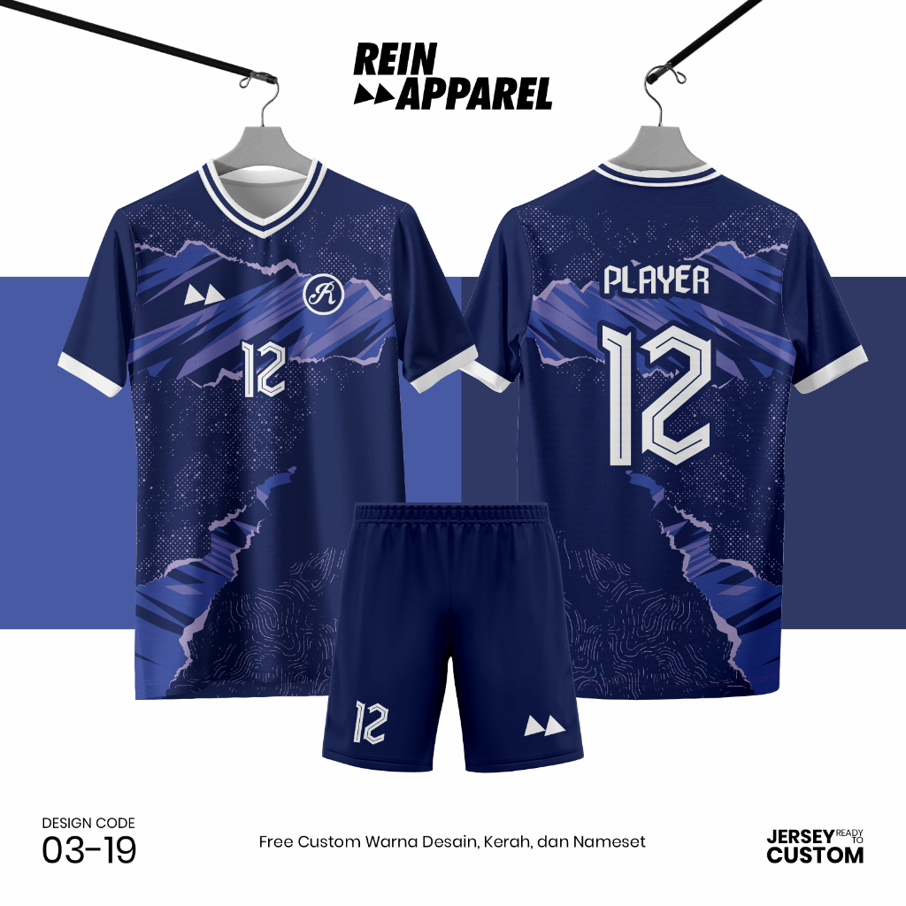 Jersey Bola Futsal Full Printing Kostum Nama/Nomor/Logo - 0319 Ungu