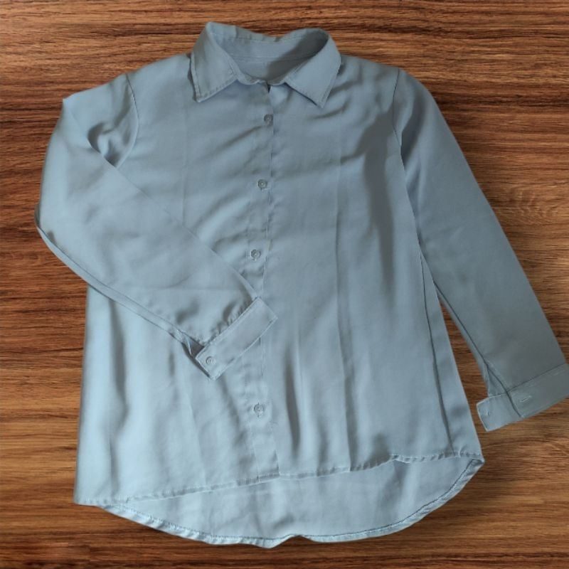kemeja polos warna biru my sorella preloved size L
