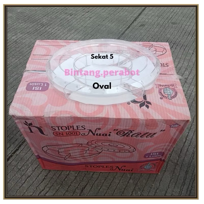 Toples Kue Kering Nuai Ratu Sekat 5 SN 1001 / Toples Oval Sekat 5 / Toples Lebaran / Toples Coklat /