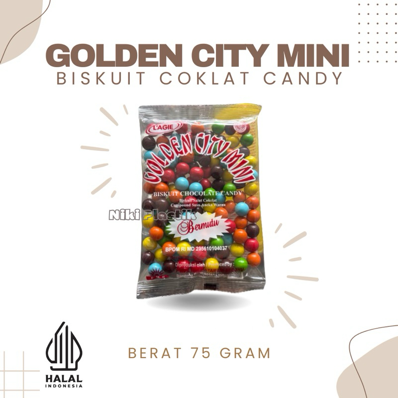 

Golden City Mini Permen Cokelat Biskuit Warna