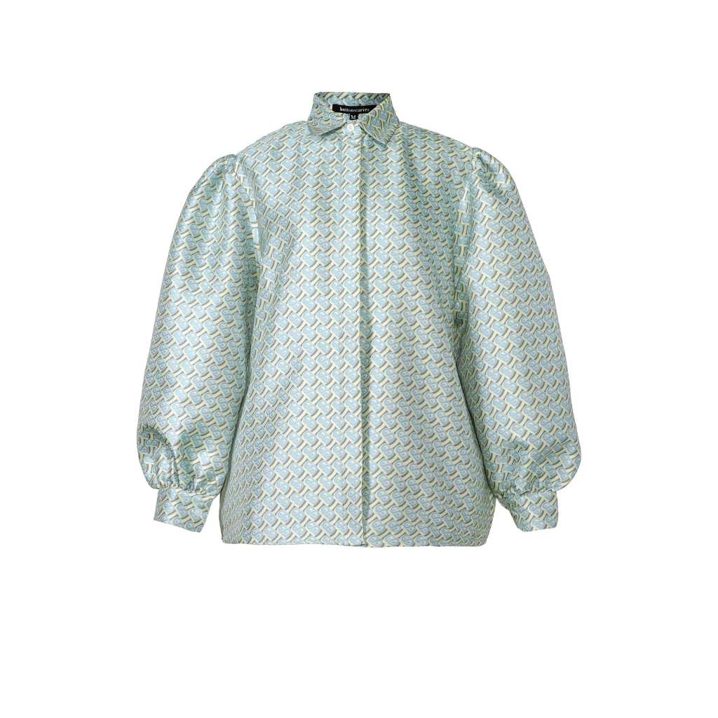 sold - Buttonscarves Bimu Jacquard Puffy Shirt