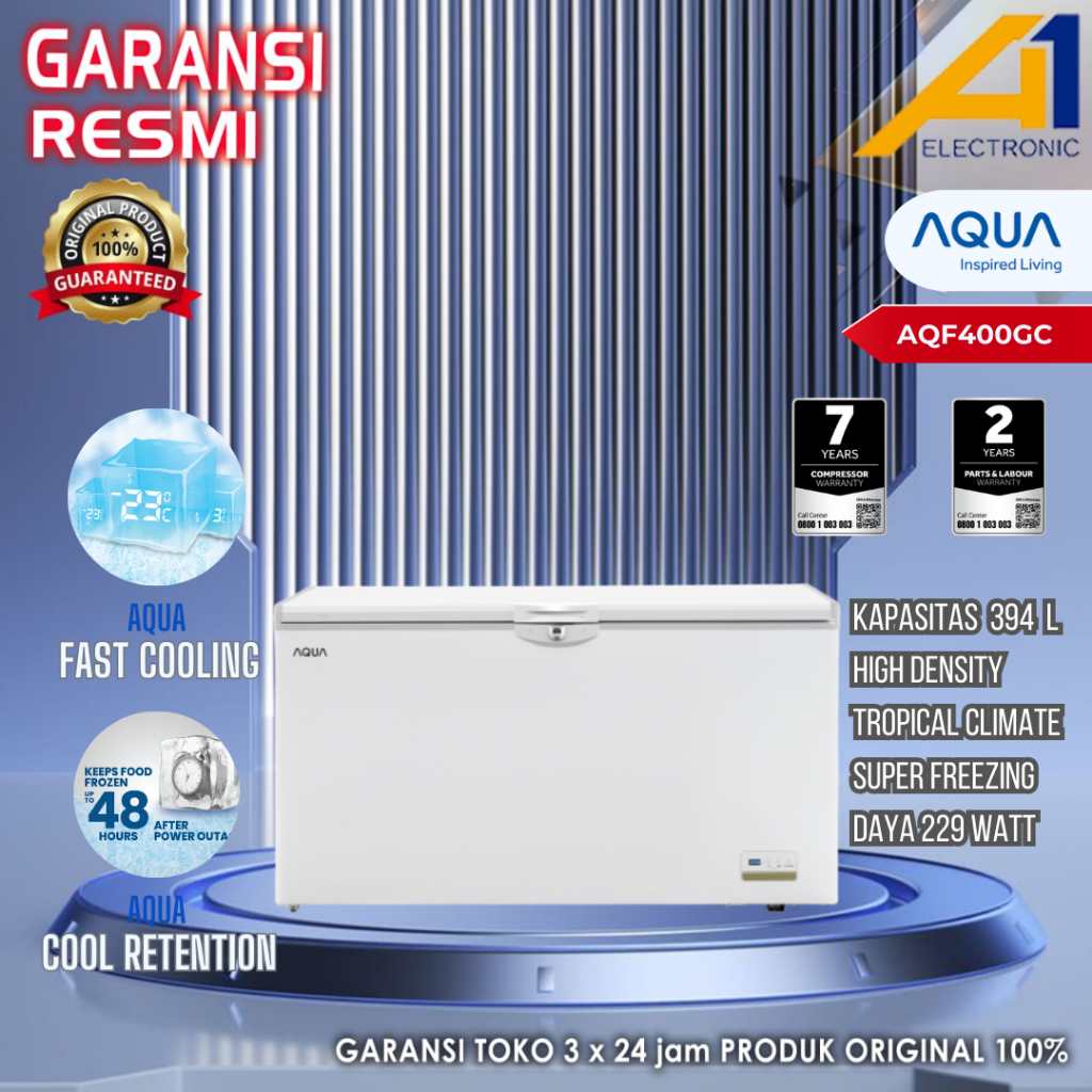 CHEST FREEZER AQUA-AQF400GC GARANSI RESMI
