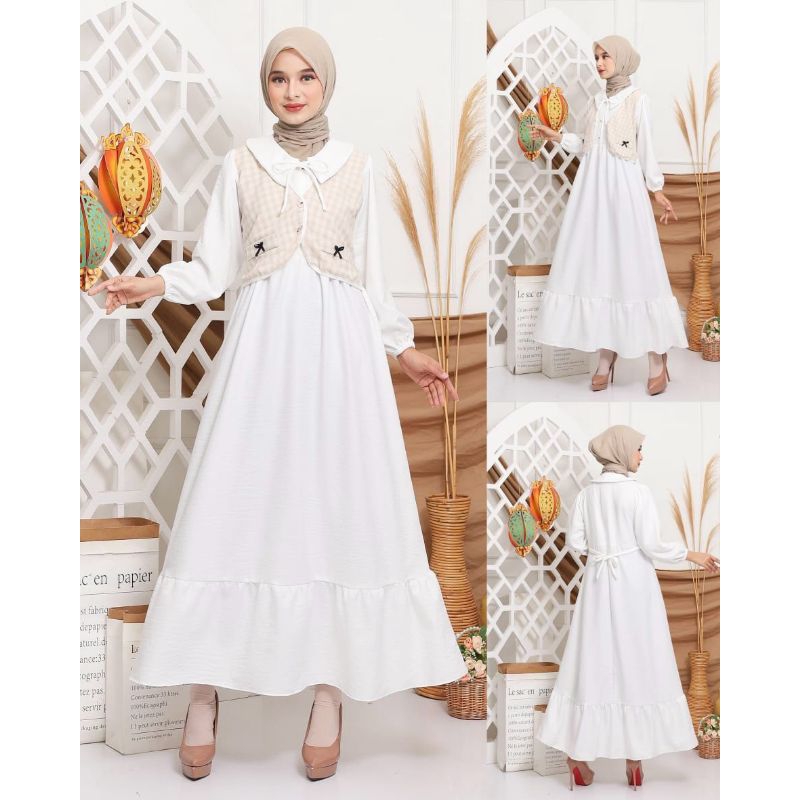 gamis putih rompi bulu kuda remaja/dewasa #2