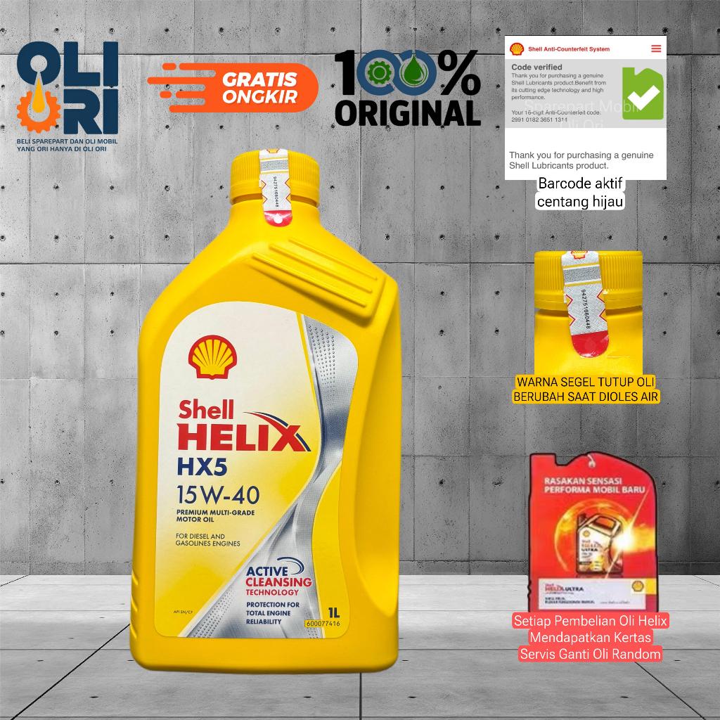 Oli SHELL HELIX HX5 15W-40 1Liter Oli Mobil Bensin Original
