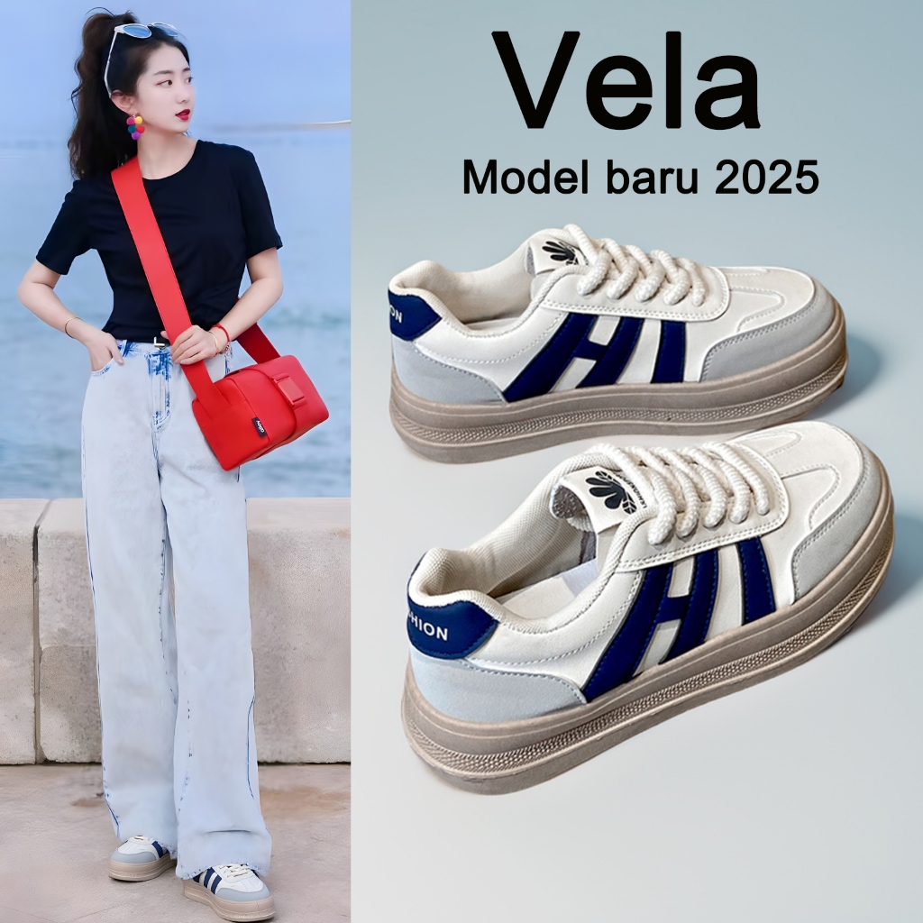vela Sneakers Cewek Terbaru Sepatu Import Perempuan Sepatu Casual Wanita Trendy Kekinian korean