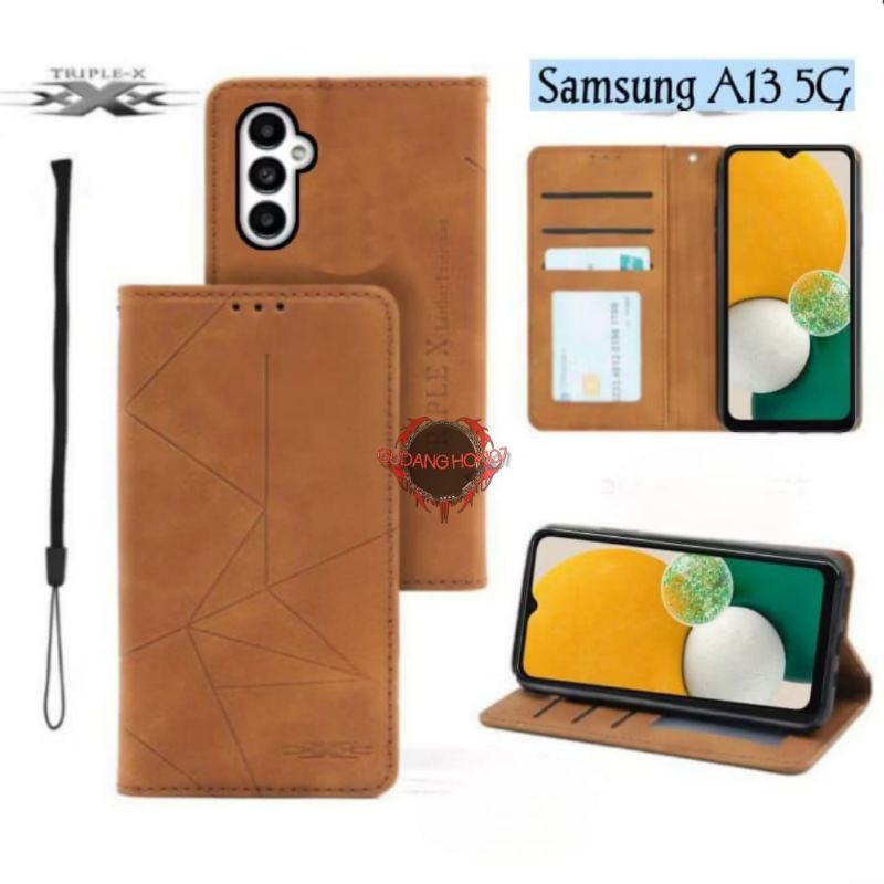 SAMSUNG A13 5G CASE POLYCARBONATE LEATHER FLIP MAGNET CASING DOMPET HP SARUNG KULIT