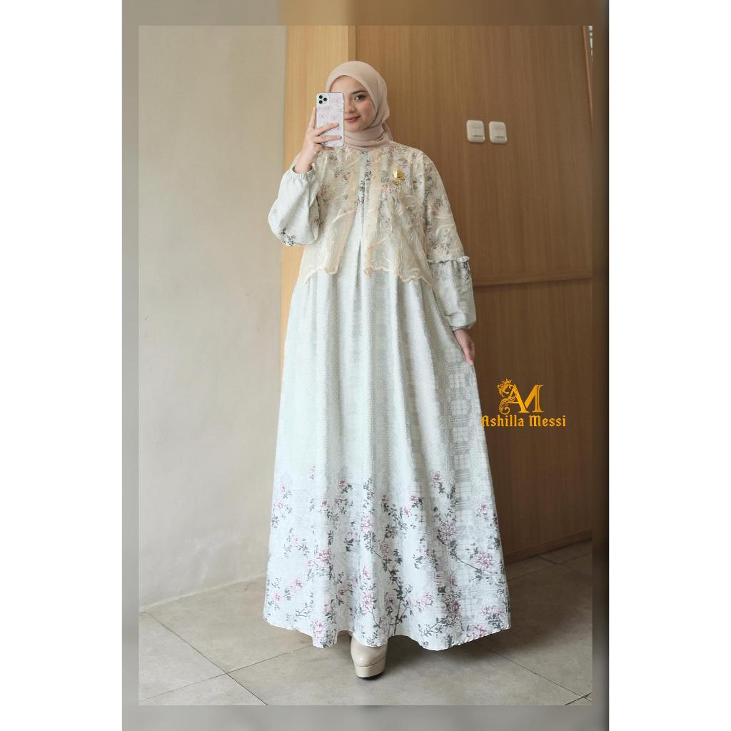 ASHILLA MESSI DRESS JAGUAR ZELENA SET ROMPI BURKAT CANTIK