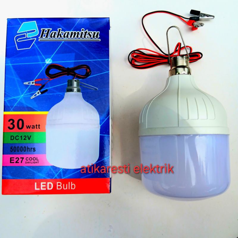 Lampu LED DC 12 Volt jepit aki 5 watt 10 watt 15 watt 20 watt 30 watt