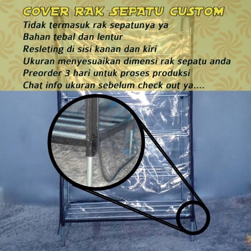 Cover Rak Sepatu / rak hijab / rak jilbab Custom Transparan