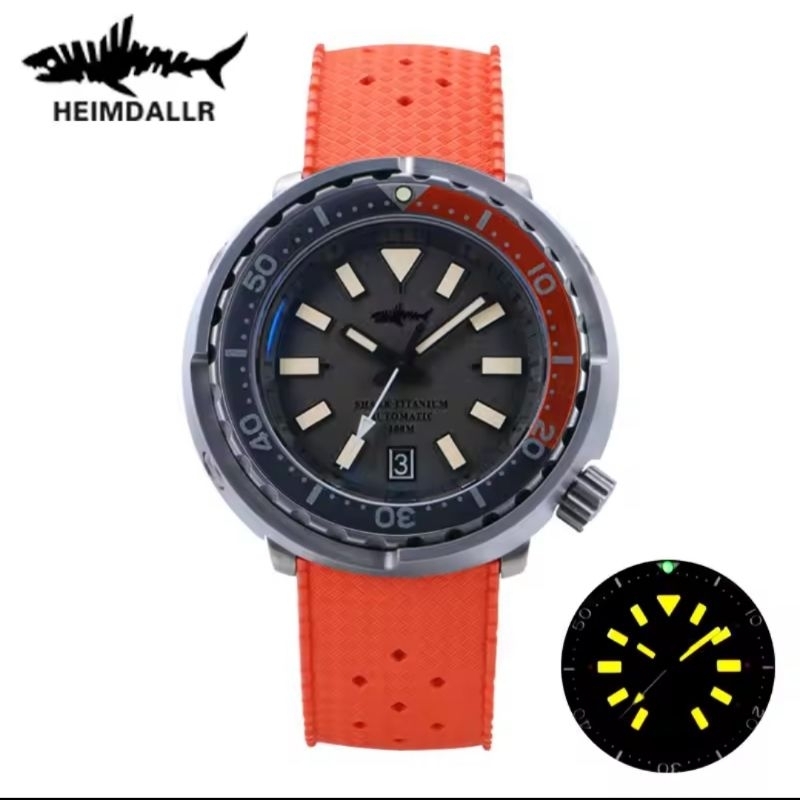 NEW HEIMDALLR SHARKEY TUNA LIMITED FULL TITANIUM AUTOMATIC SEIKO NH35 A SAFIR DOUBLE DOME + AR COATI