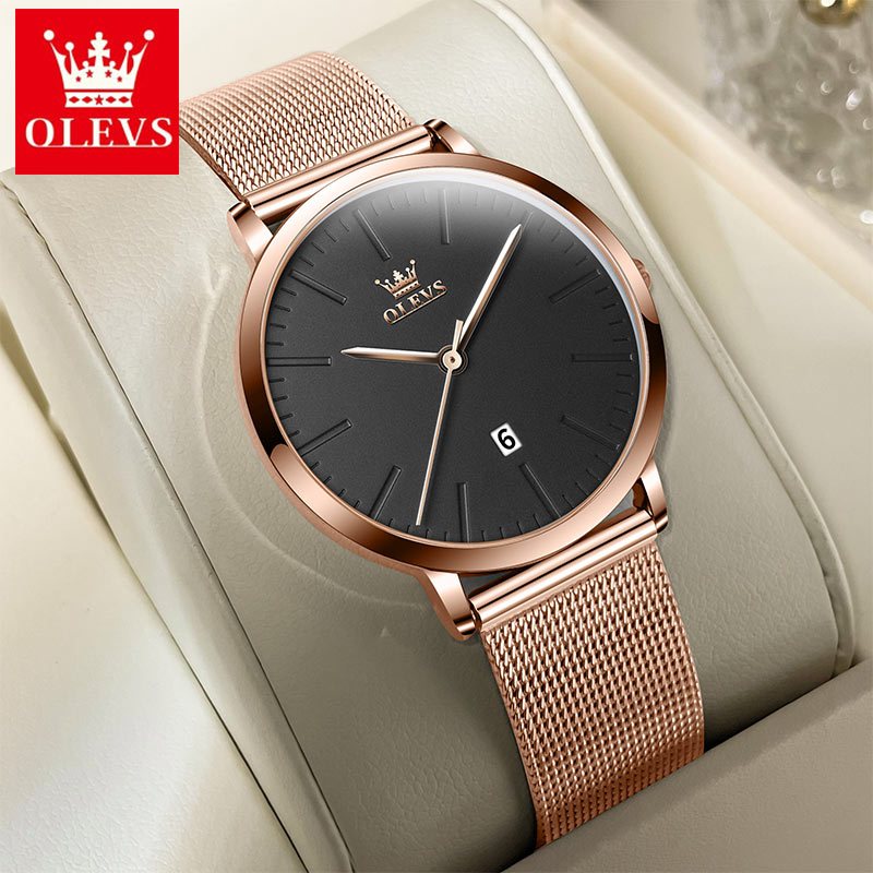 OLEVS Jam Tangan Wanita Original Anti Air Fashion Bisnis Elegan Stainless Steel Jam Tangan Cewek
