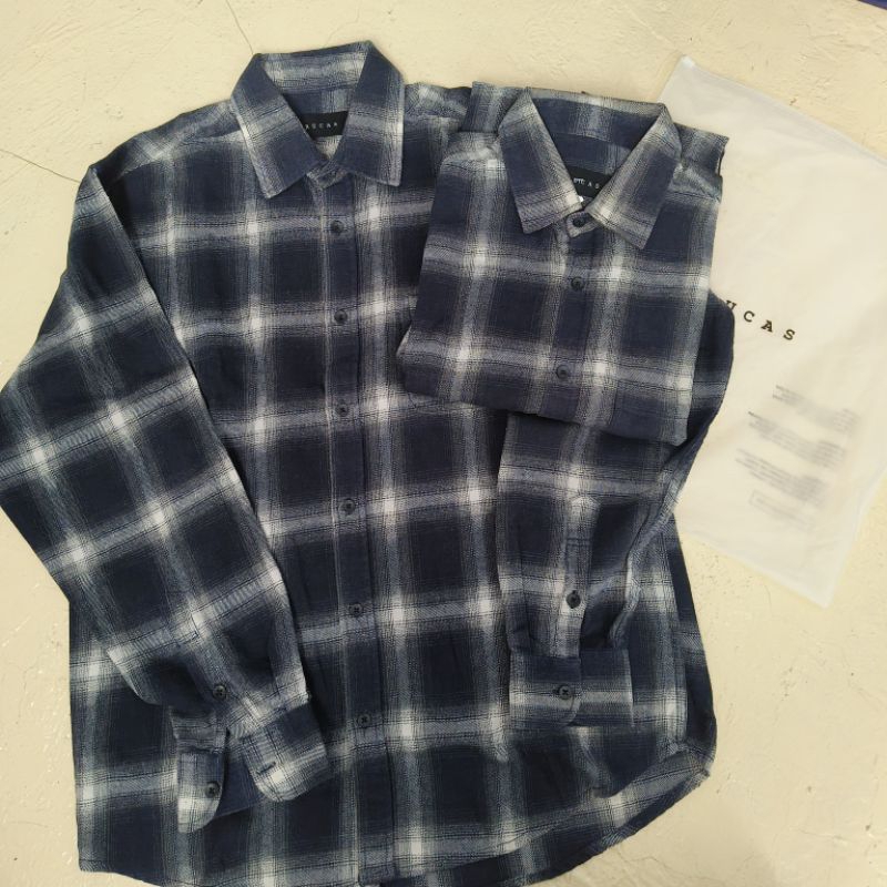Kemeja flannel rucas season 6 s6 sapphire hitam kemeja kotak kotak baju kemeja