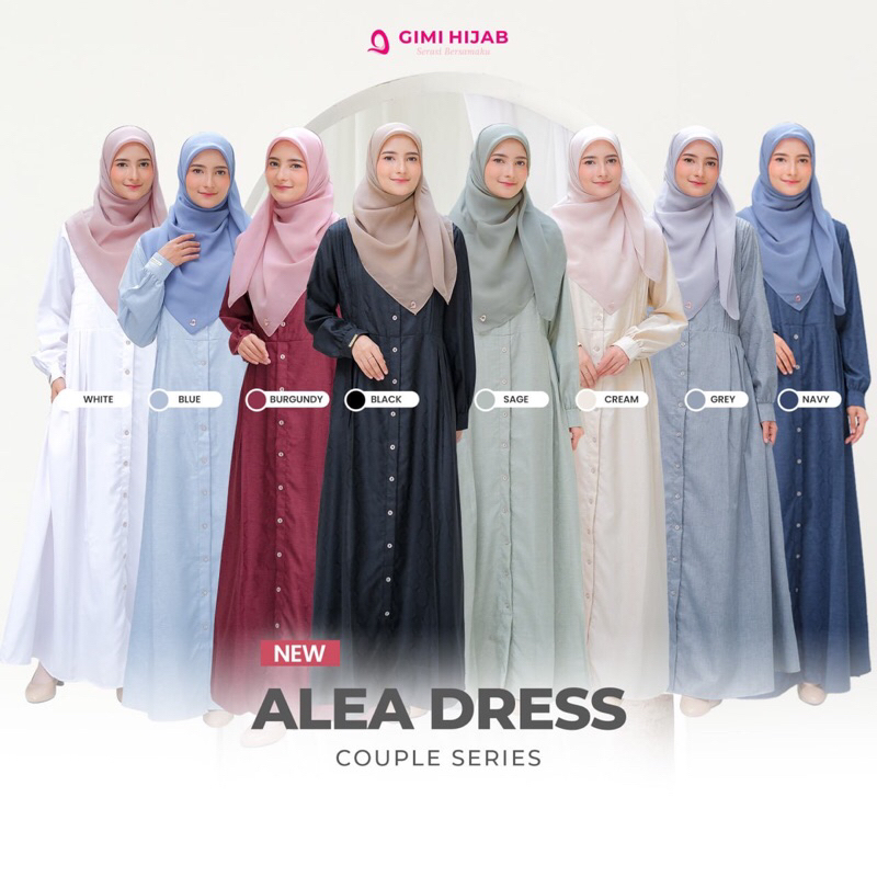Alea Dress 2025 by Gimi Hijab bahan Linen Jaguard, Dress Muslimah, Gamis Muslimah
