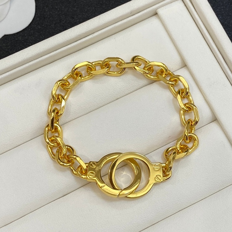 【17K / 750 emas asli】gelang Gelang gaya rantai dengan sabuk untuk pria dan wanita untuk memakai