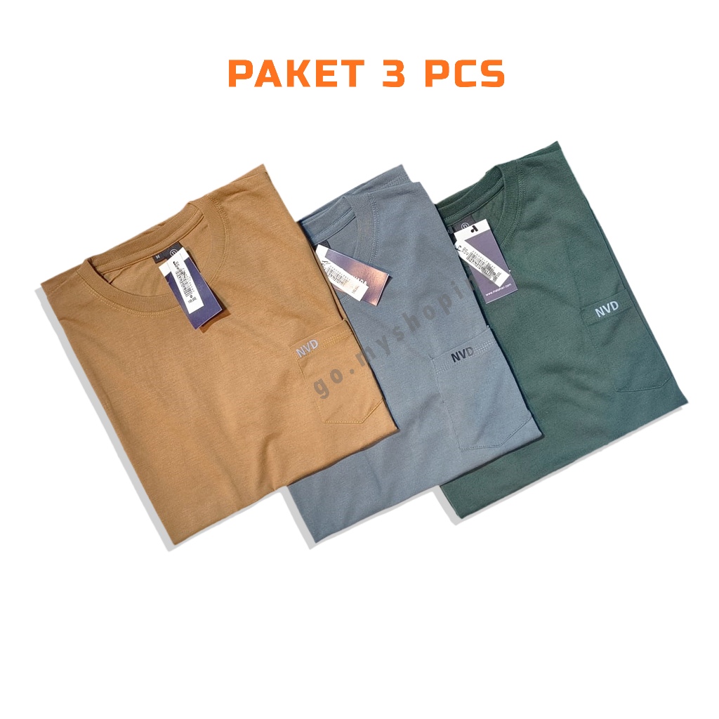 100 dapat 3 Kaos Pria Distro Simple Kantong Depan – T-shirt Polos Casual Keren