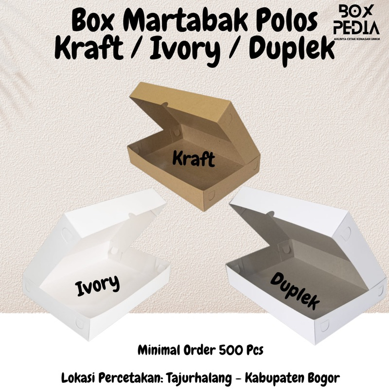 

Box Martabak Polos Kraft, Ivory, Duplek Laminasi - Ukuran Reguler