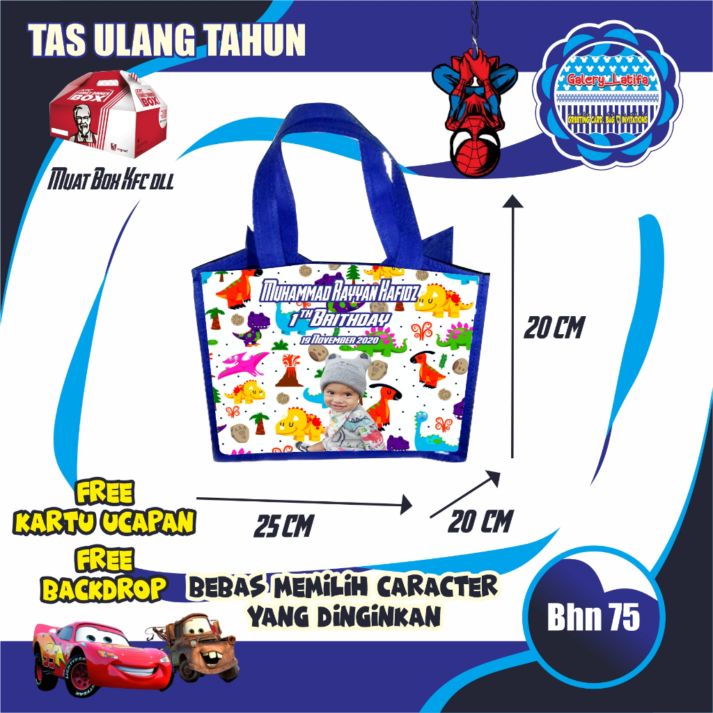 

GOODIE BAG ULANG TAHUN CUSTOM /TAS ULTAH MURAH/ TAS ULTAH LUCU BISA REQUEST FOTO DAN DESAIN SEMUA KARTUN BISA Muat Box Bento 4 skat