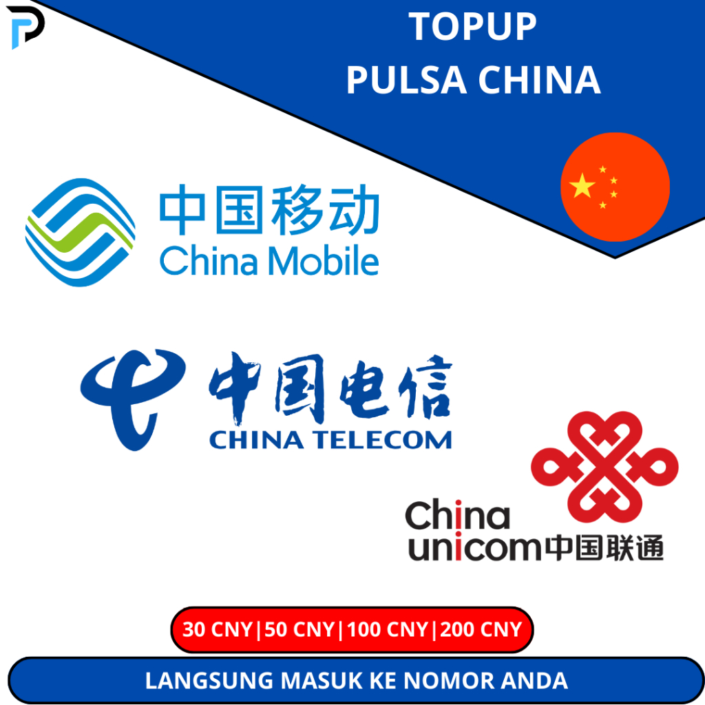 Pulsa China China Mobile, China Telecom, China Unicom