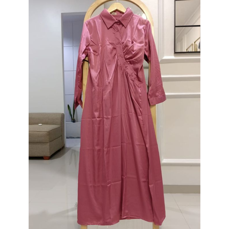 DAHLIA GAMIS BAHAN SILK ARMANI GAMIS LEBARAN WANITA MUSLIM CC