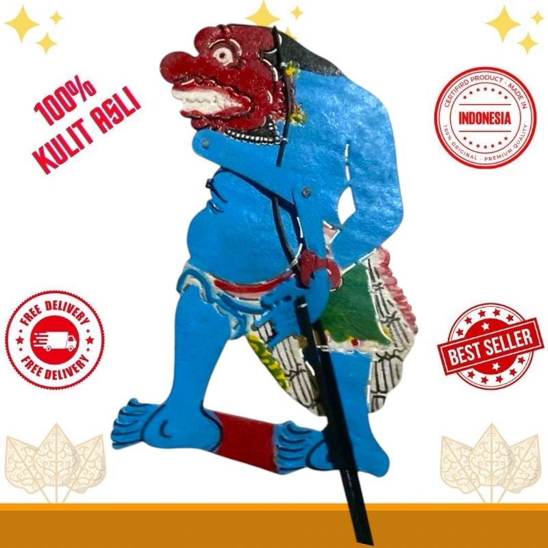 WAYANG kulit BUTO PUNUK GUNDUL BAHAN KULIT SAPI TEBAL -+ 45 CM