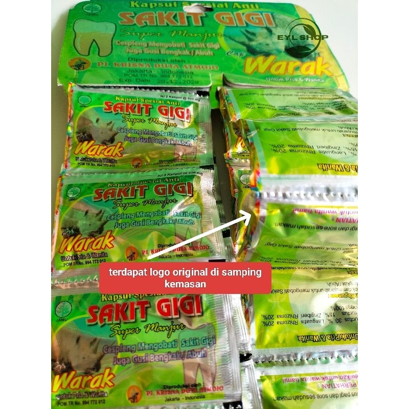 kapsul herbal anti sakit gigi cap warak isi 20 sachet