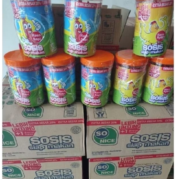 

Sosis So Nice Isi 24 + bunos 2 Batang Extra Lebih Besar Per 1 toples / 1 Dus paket usaha