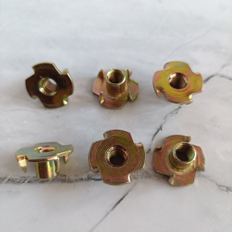 Mur cakar Tee nutt T nut M6 diameter lubang 6mm untuk speaker dll