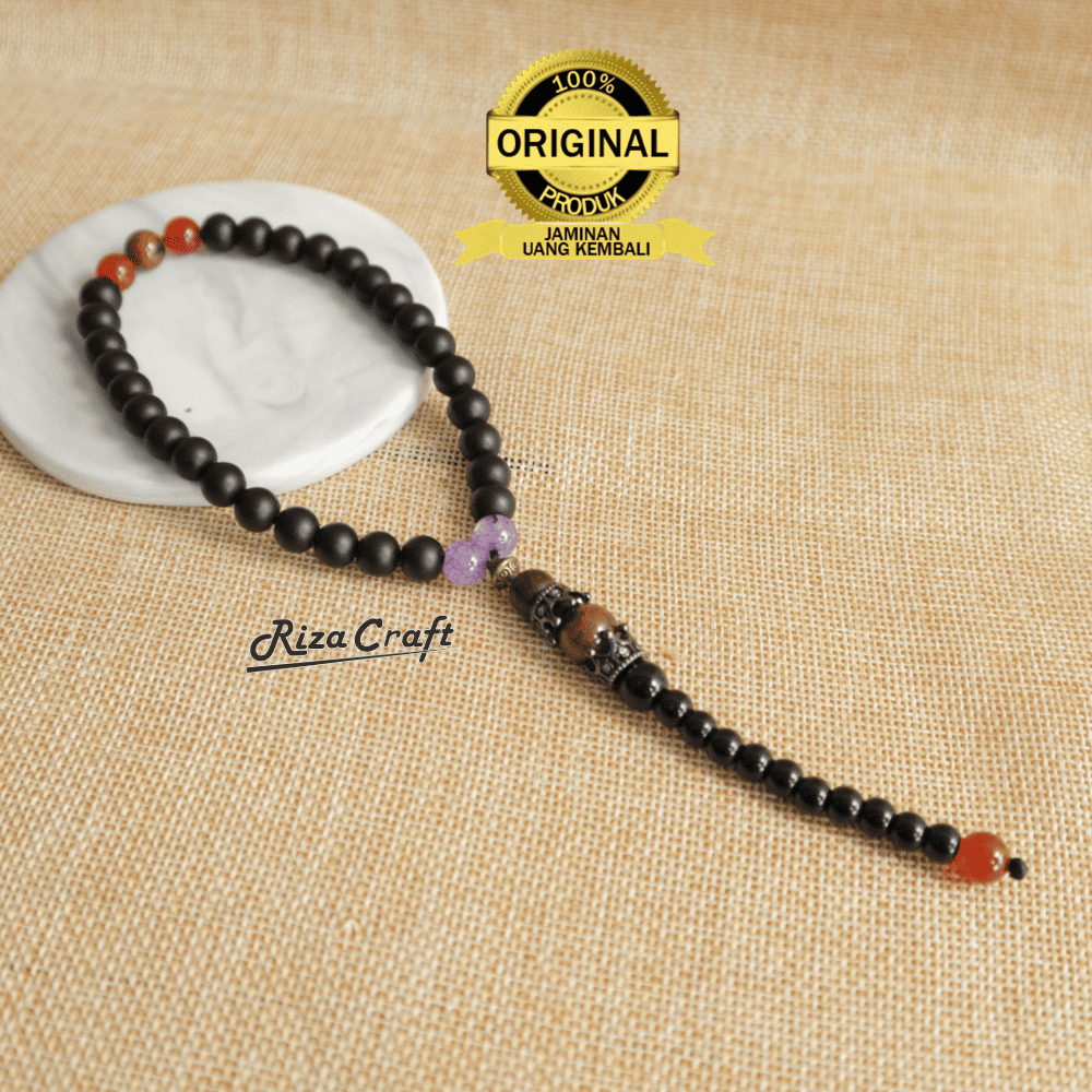Gelang Tasbih Sultan Aesthetic Batu Alam Onyx Hitam mic Garnet Merah Kecubung Ungu ASLI Original 100