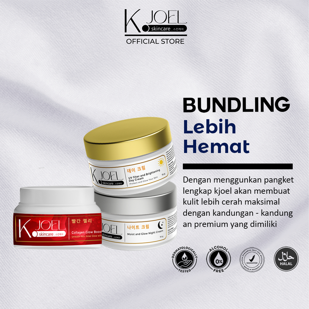 N. KJOEL - Day Cream + Night Cream + Collagen Glow Booster Red Jelly - Mencerahkan - Melembabkan