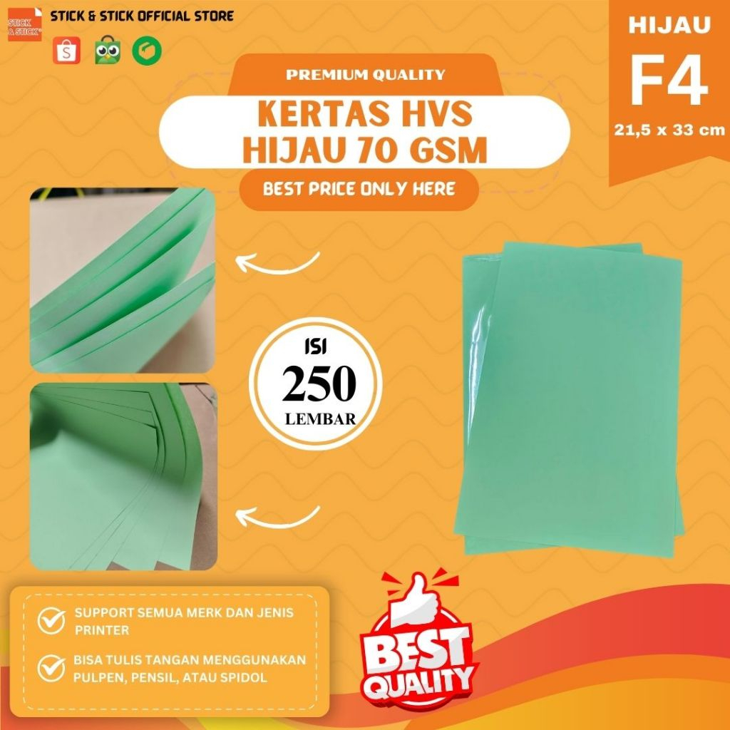 

Termurah!! Kertas HVS Warna Hijau F4 70 Gsm 250 Lembar