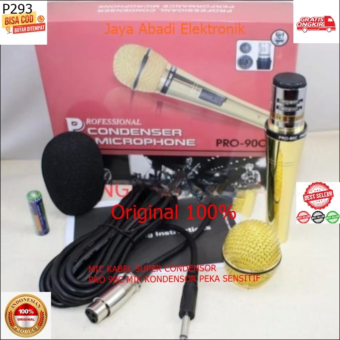 P293 MIC KABEL SUPER CONDENSOR PRO 90C MIK KONDENSOR PEKA SENSITIF MIKROPHONE AUDIO GOLDEN CABLE CAB