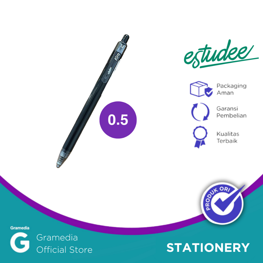 

Gramedia-Estudee Kiro Gelpen 0.5 Ink Black - Black Egp-443