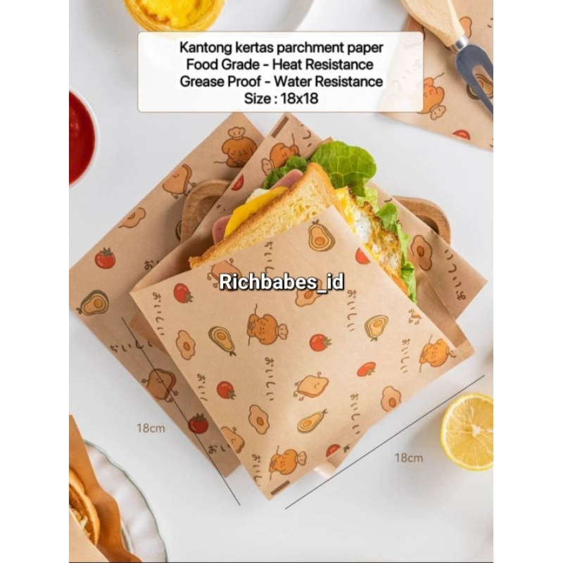 18x18 kertas roti/kertas donat/box donat/kertas sandwich/kertas burger/box lebaran/kotak donat/donut