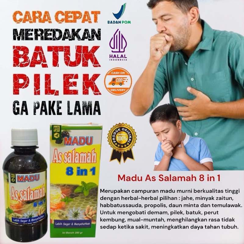

(COD) Madu As Salamah 8 in1 280gr | Herbal Atasi Batuk Pilek dan Demam Dewasa Anak